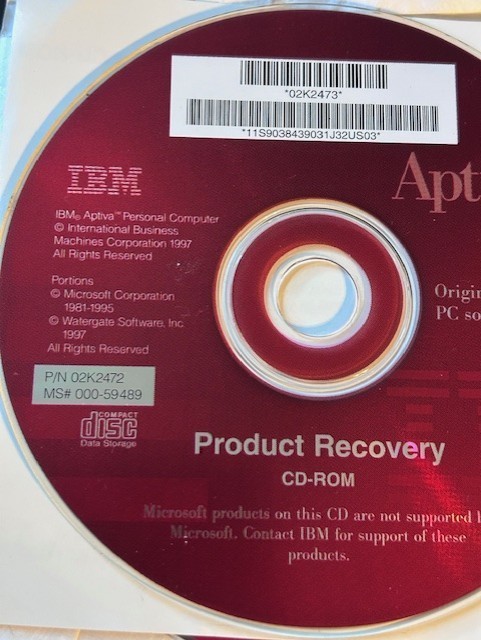 IBM Aptiva Product Recovery CD & Recovery Diagnostics CD