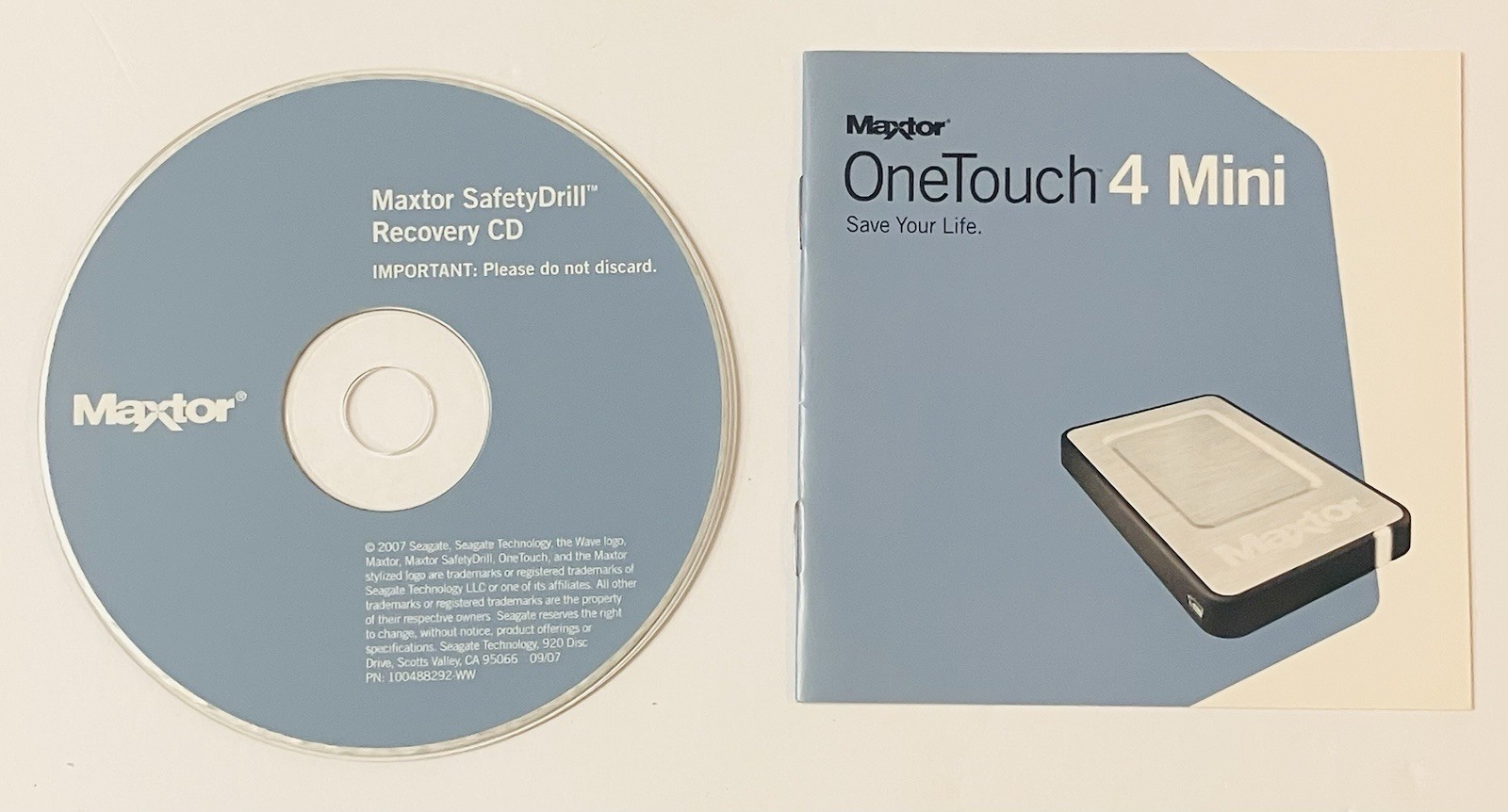 Maxtor OneTouch 4 Mini SafetyDrill Recovery CD 2007 w Manual