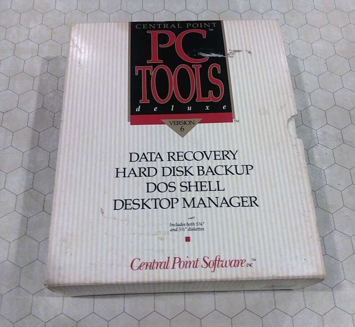 Central Point PC Tools Deluxe Version 6, DOS, 3.5″ and 5.25″ floppy disks, 1990