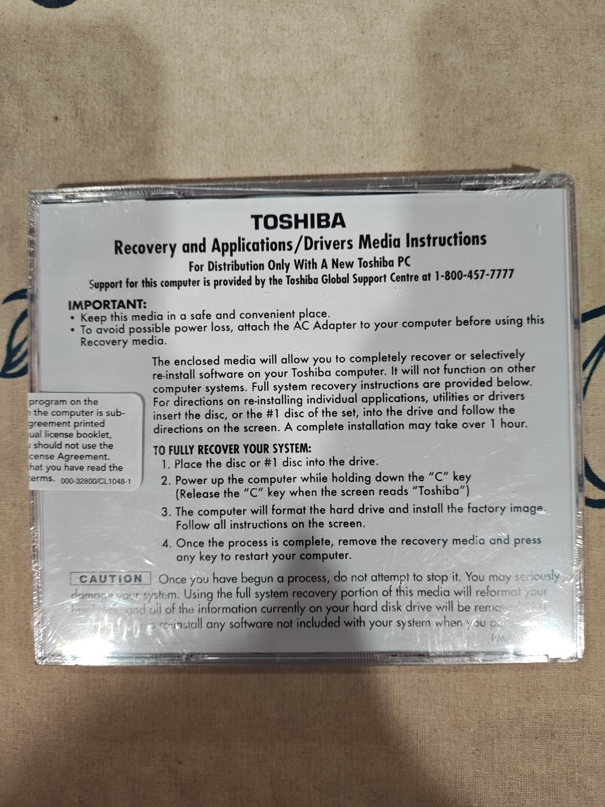 New TOSHIBA Satellite L350 SERIES – Recovery Media Disc Windows Vista Home