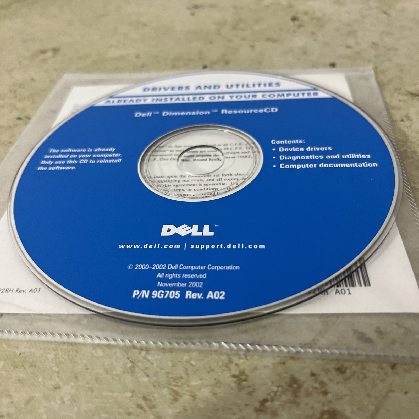 Dell Tools CD – Drivers and Utilities – Dell Dimension ResourceCD Nov. 2002