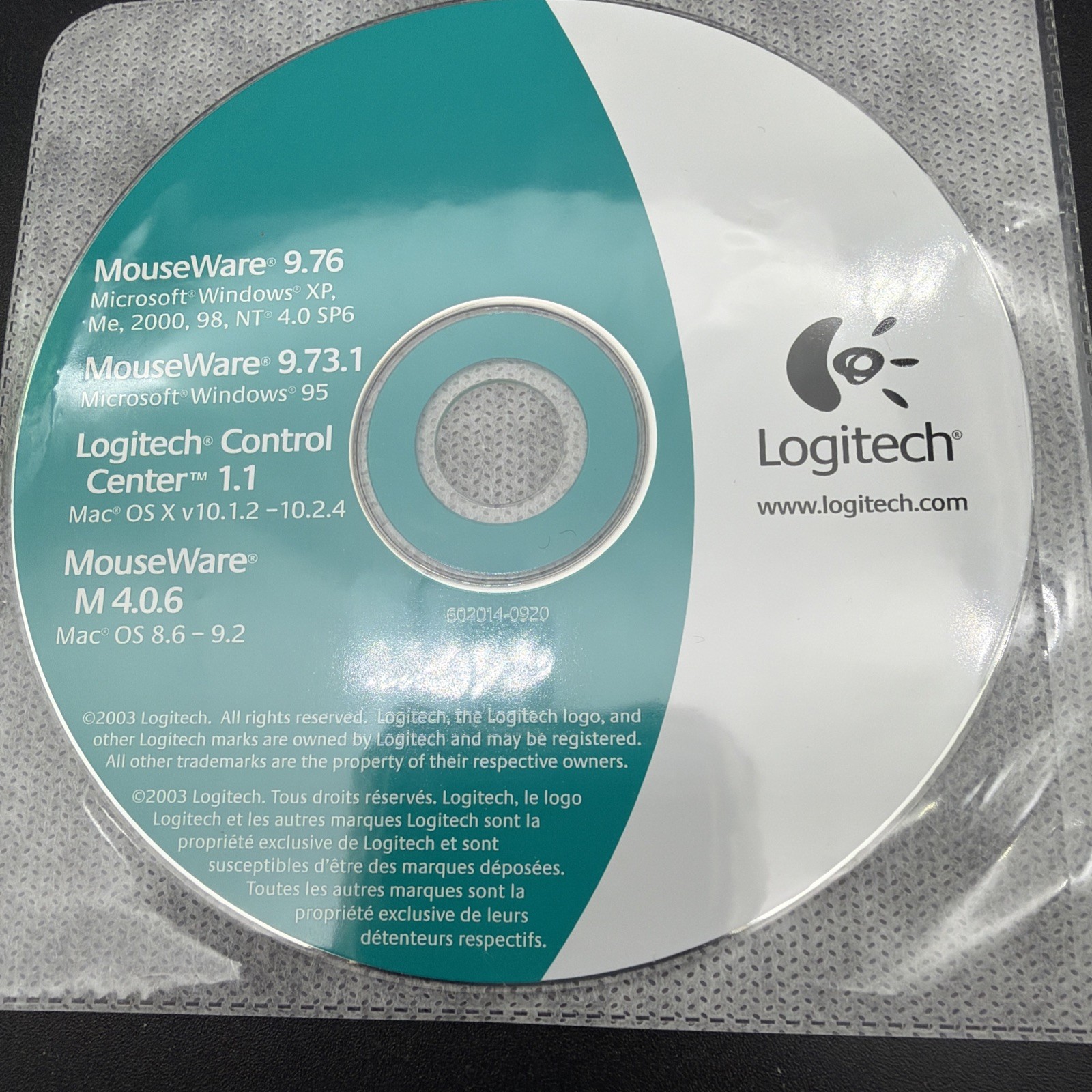 Logitech MouseWare 9.76 CD-ROM for Windows & Mac OS – Disc Only – For Mouse