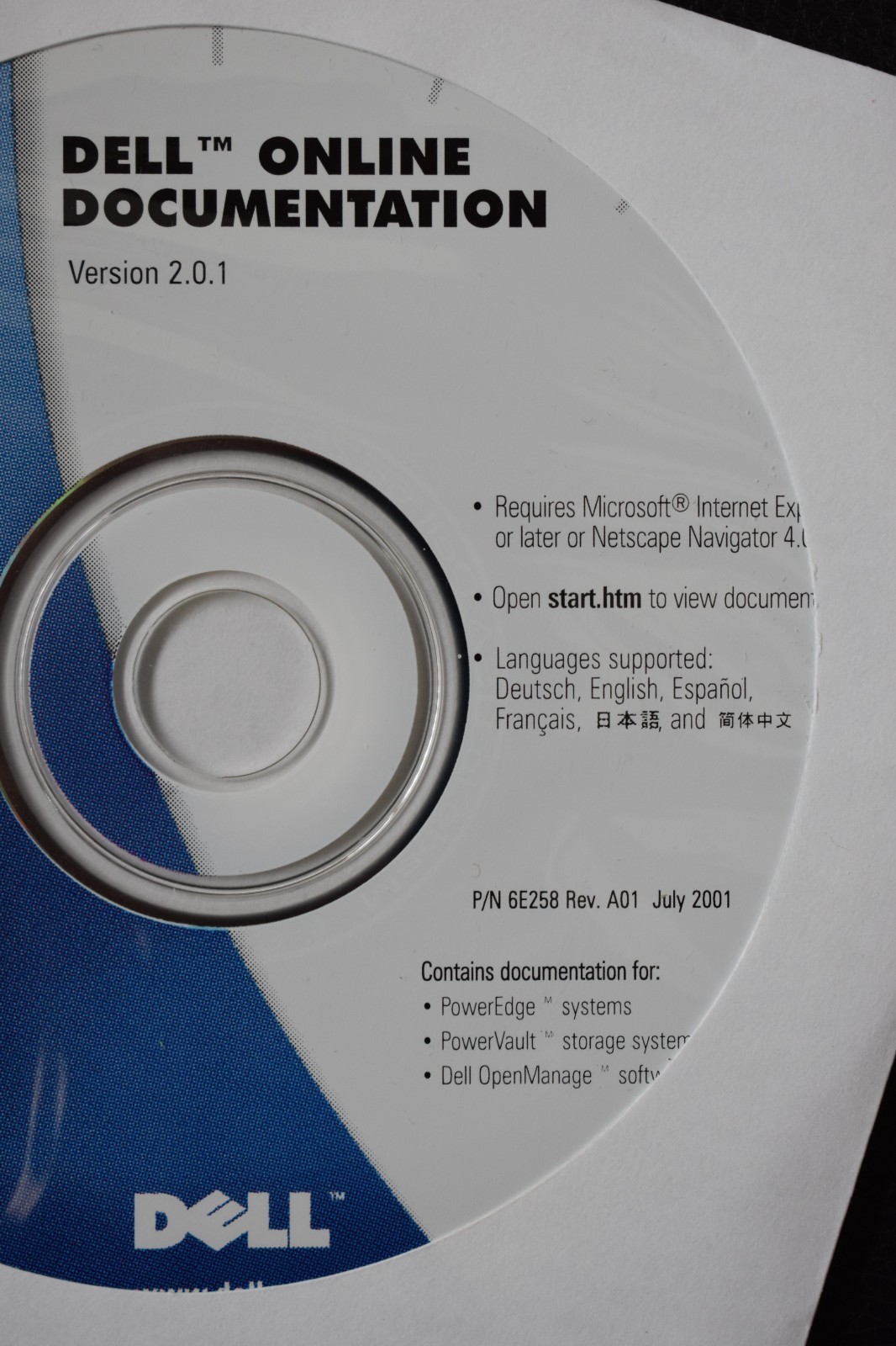 DELL Online Documentation V2.0.1 PN: 6E258 Rev. 01 July 2001