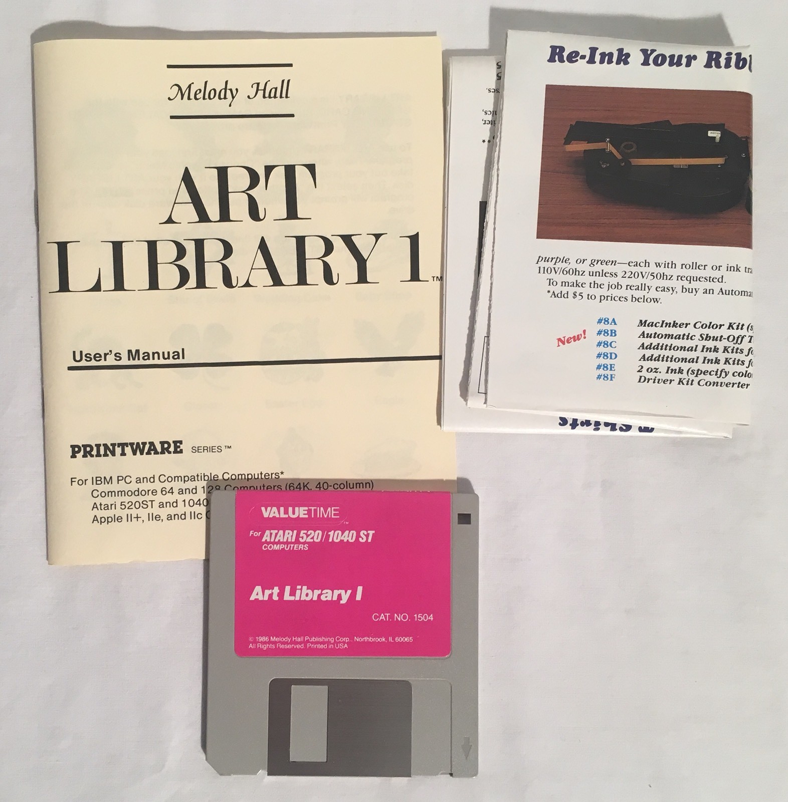 ART LIBRARY 1 & 2 Atari ST 3.5″ Floppy Disk Software Boxed W/ Manual CIB