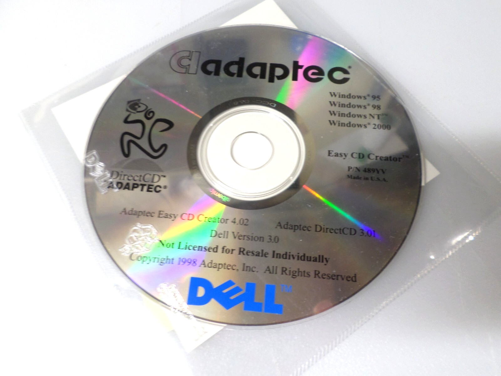 ADAPTEC EASY CD CREATO0R 4.02 (DISC) – DELL VERSION 3.0 – WINDOWS NT/95/98/2000