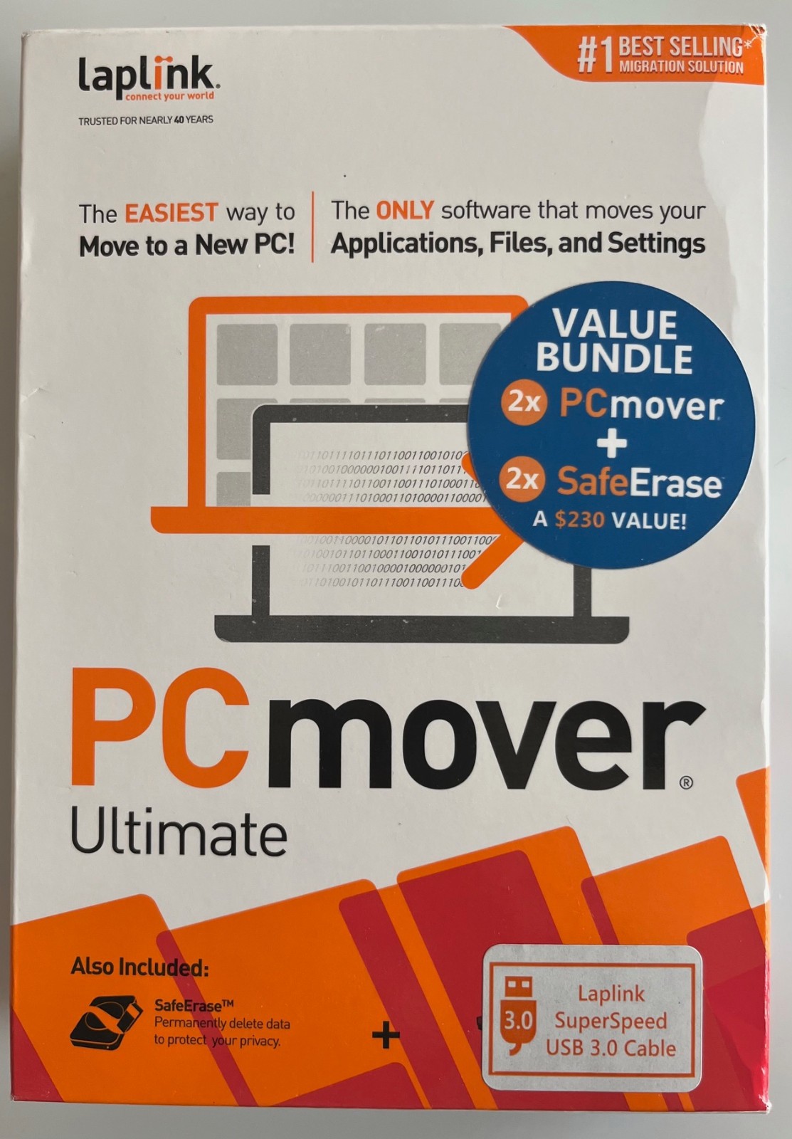 PCmover Ultimate 2PCs with SuperSpeed USB 3.0 Cable – NIB