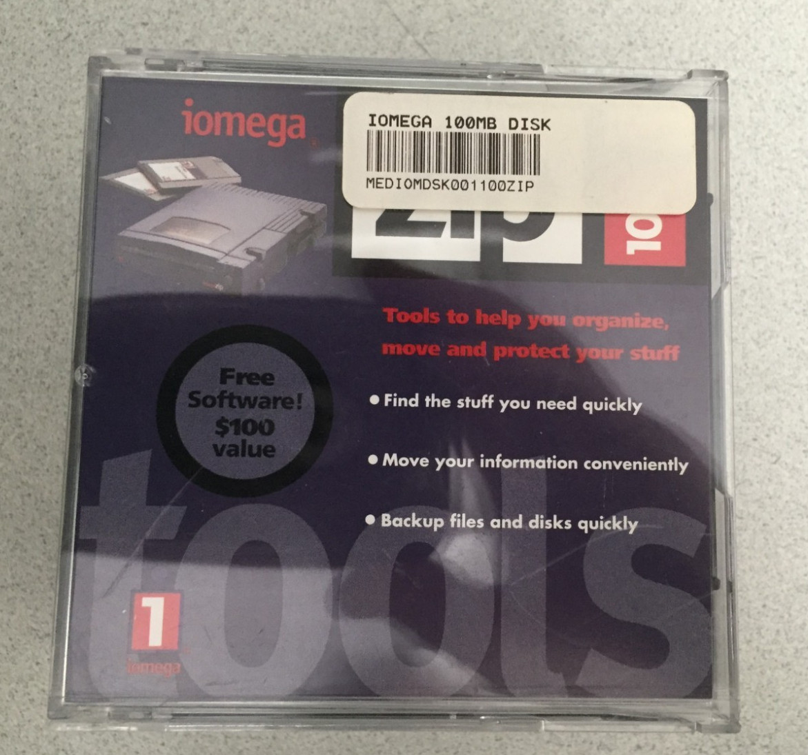 IOMEGA Zip “TOOLS” Software 100 MB Disk w/Plastic Case & Insert