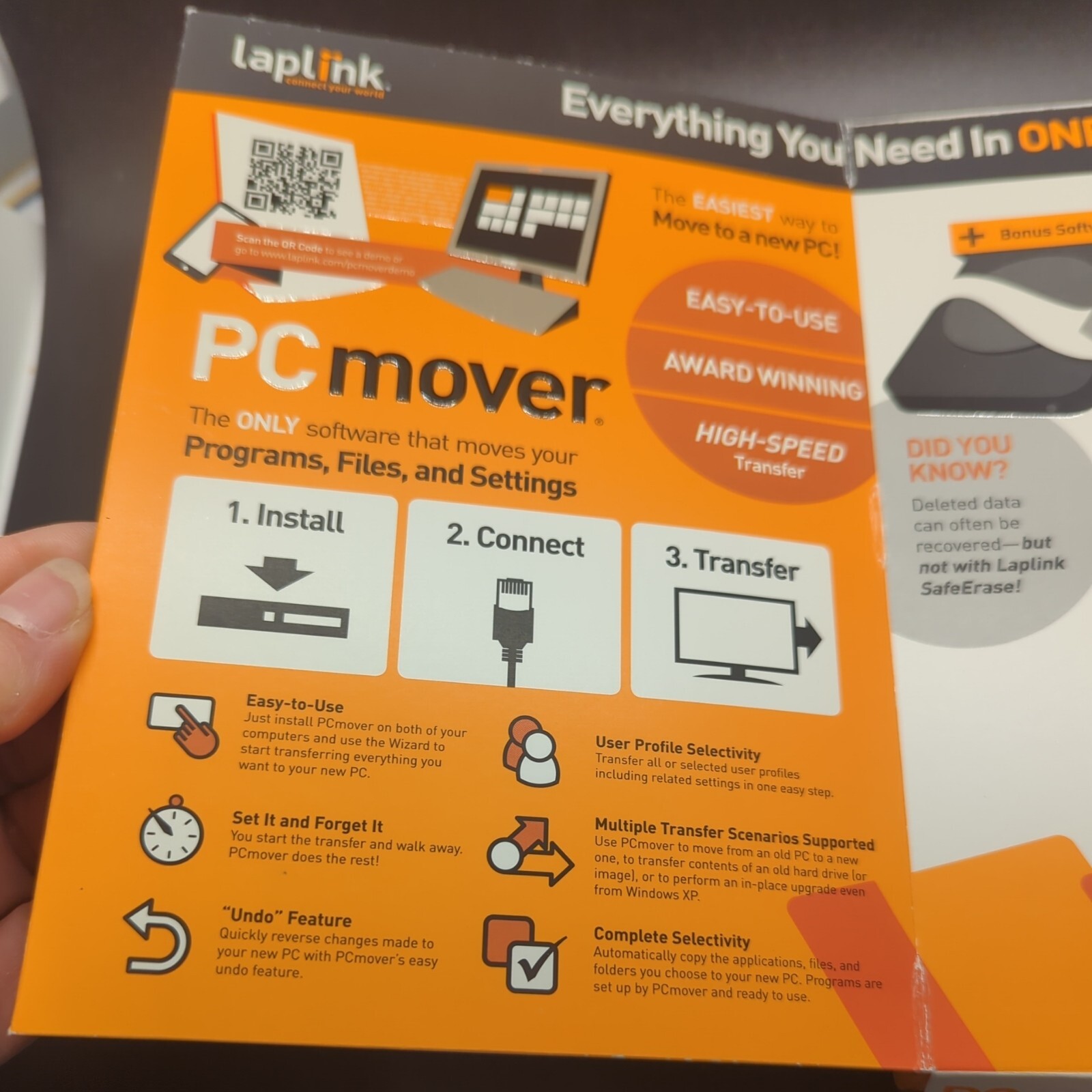 LapLink PCMover Ultimate SafeErase for Windows 8, 7, Vista, XP Open Box