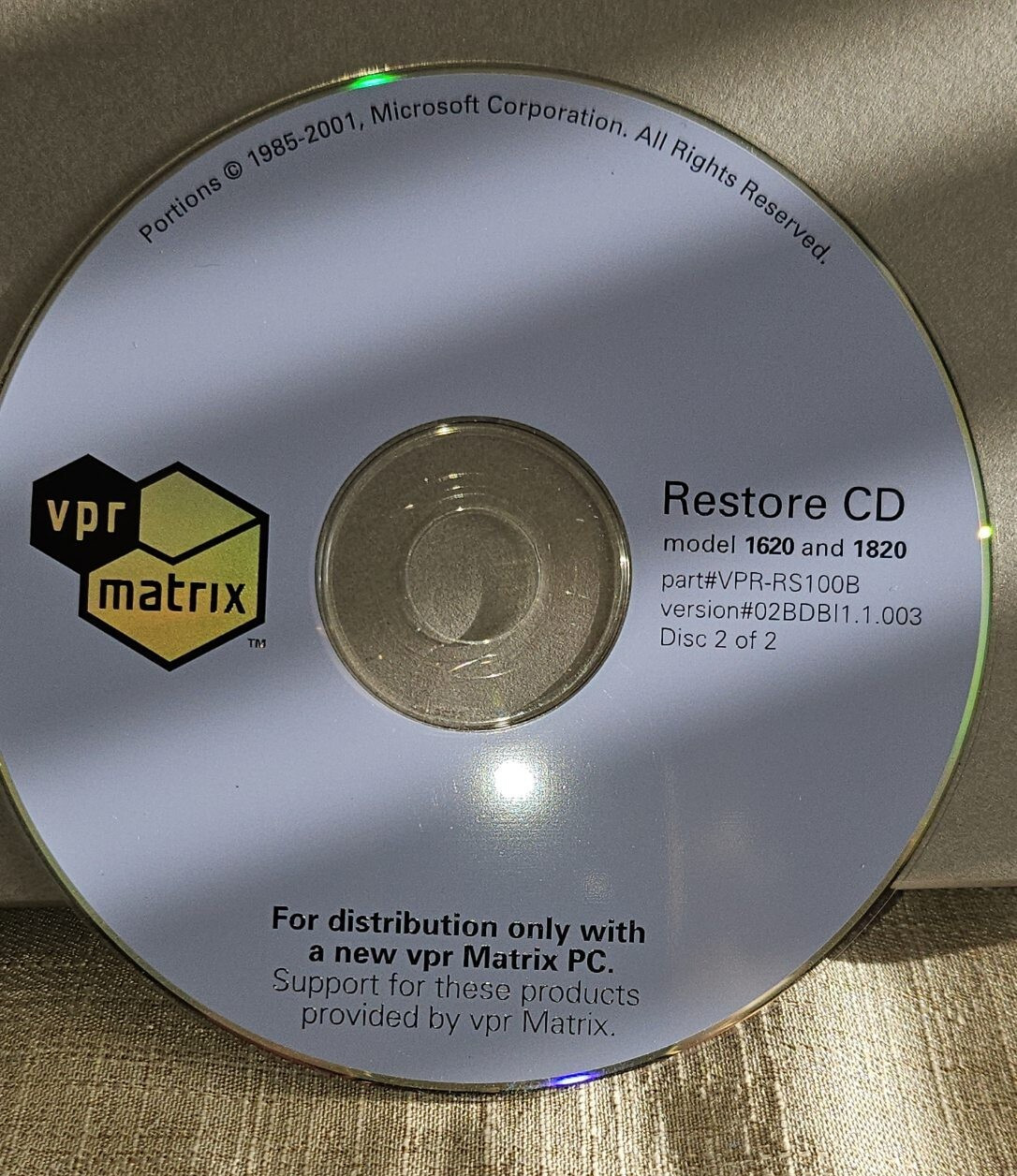 VPR Matrix Device Drivers Restore CD 1620 1820 2020 2250 / 2 CDs