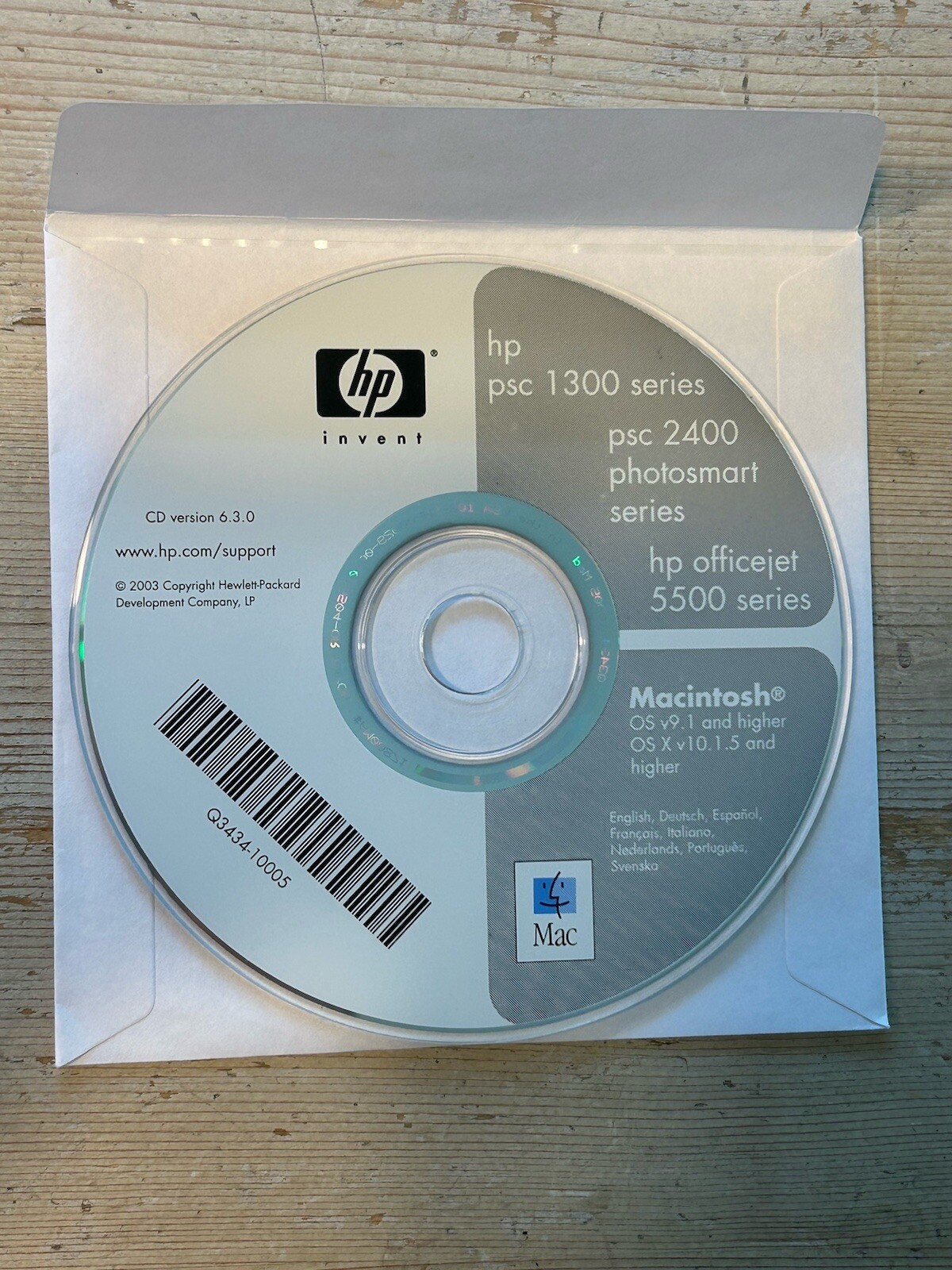 HP PSC 1300 series, PSC 2400 Photosmart, Officejet 5500 printer Install CD MAC