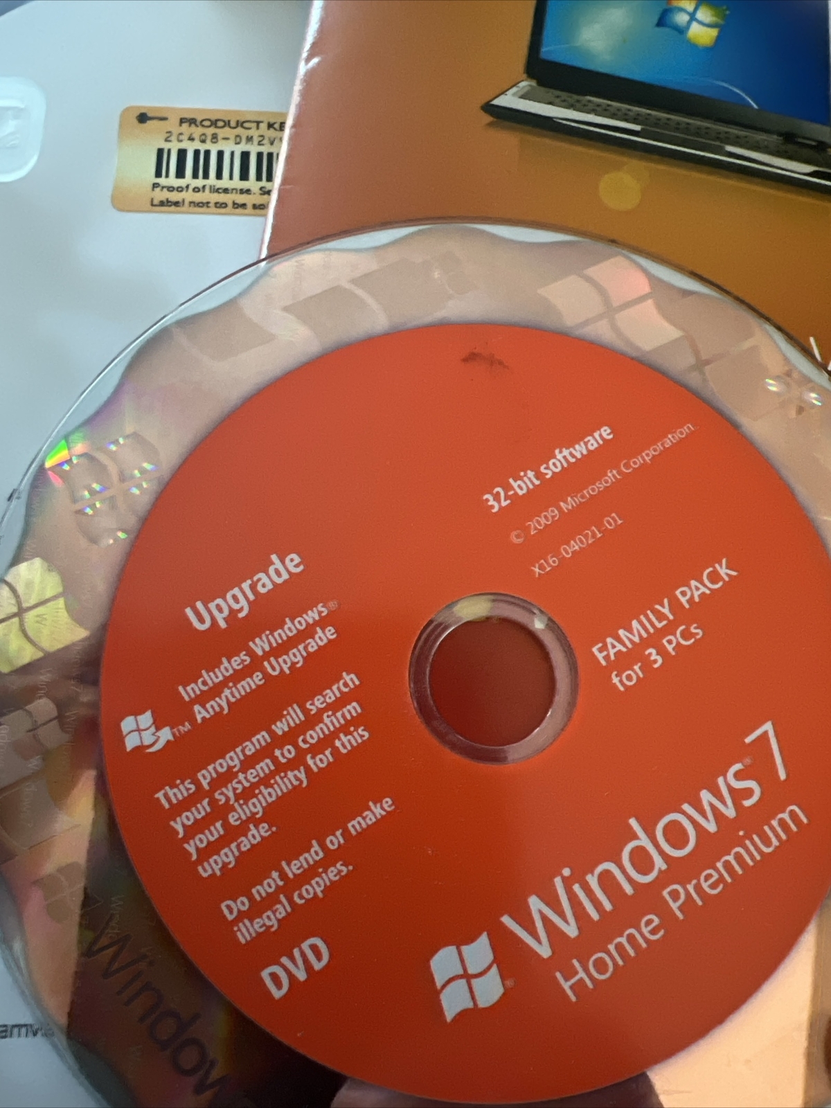 Used Microsoft Windows 7 Home Premium Upgrade 32 Bit and 64 Bit DVDs MS WIN