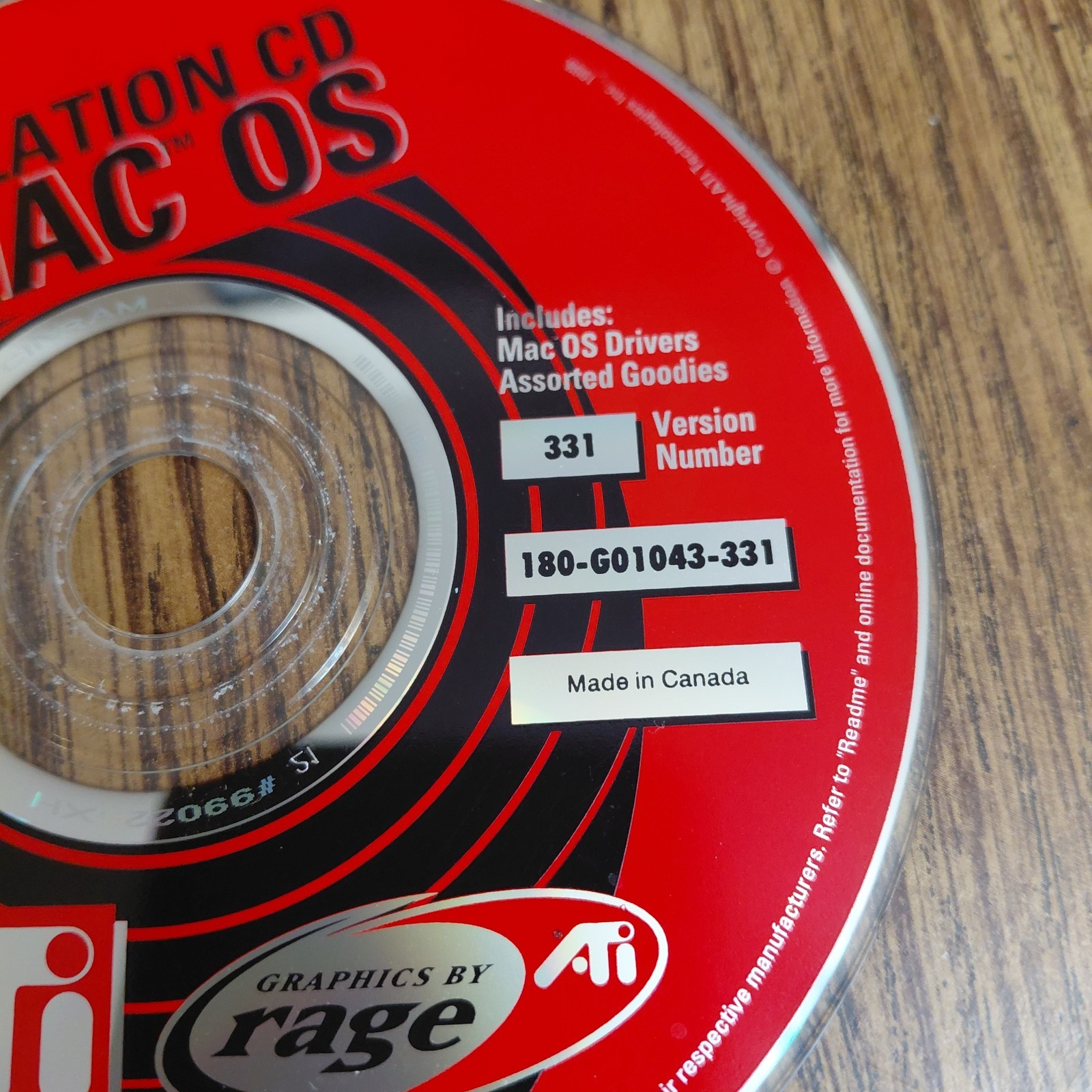 Vintage ATI Mac OS Install CD Drivers Rage Graphics Ver 331 180-G01043-331