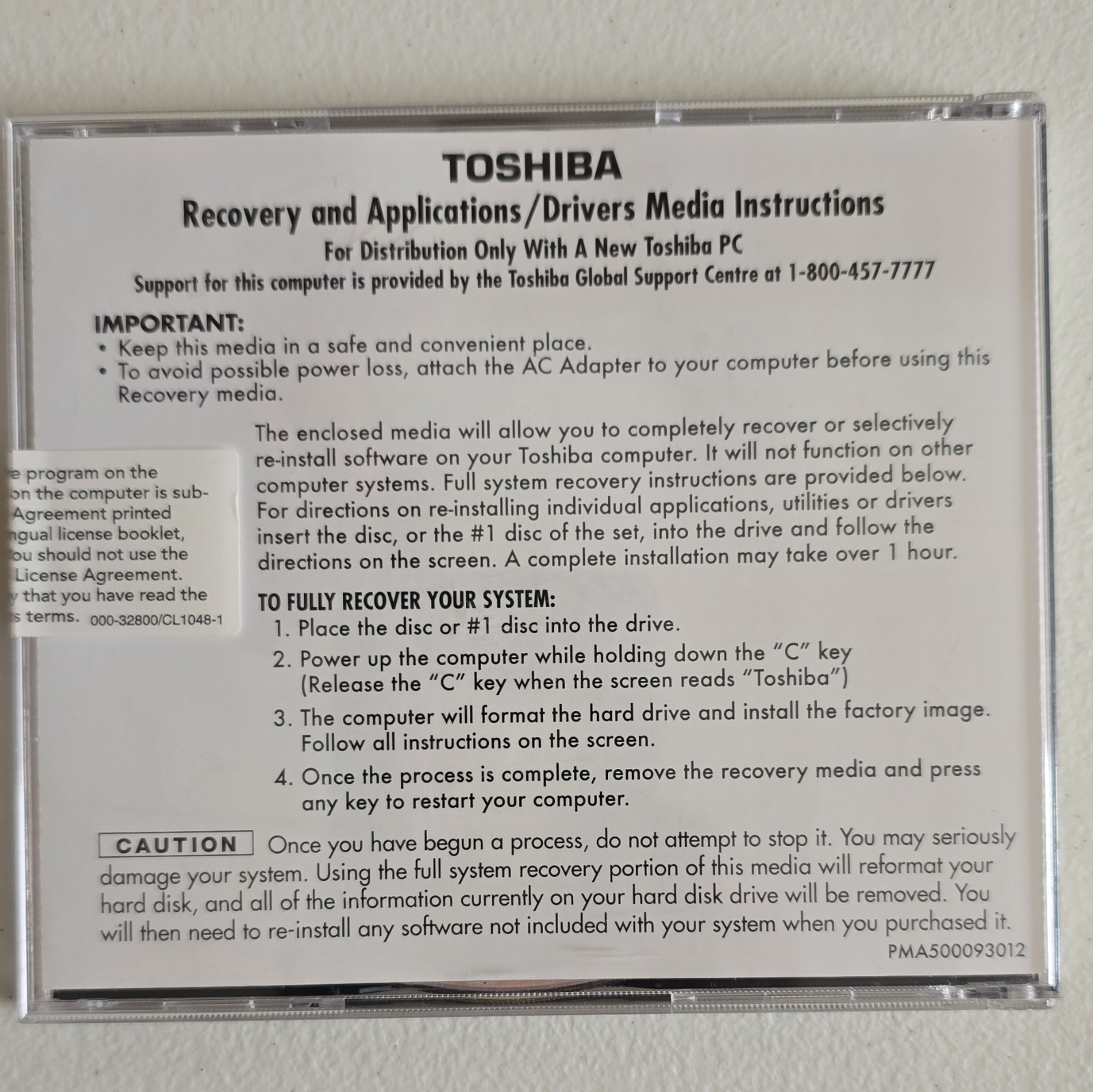 Toshiba Recovery and App/Driver L350 series Vista Home Premium 32-bit