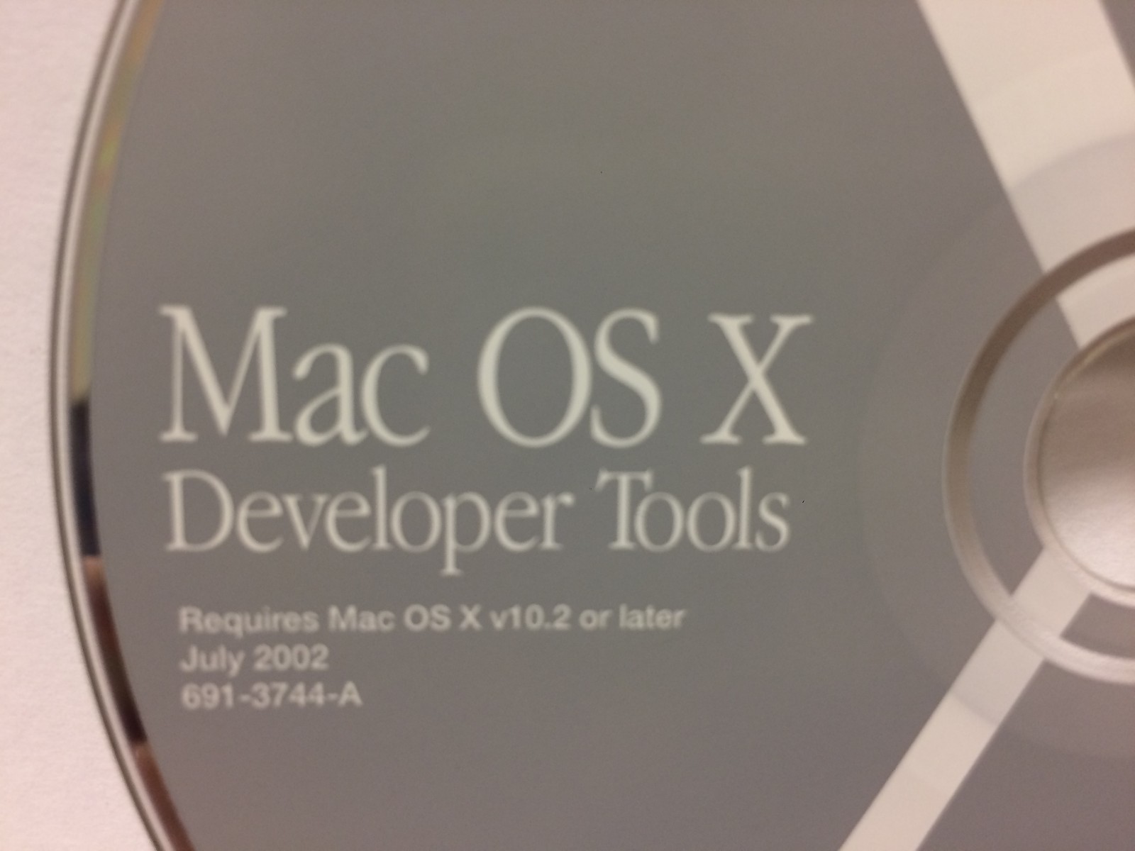 Apple Mac OS X Developer Tools July 2002 Development Software Disk 691-3744-A