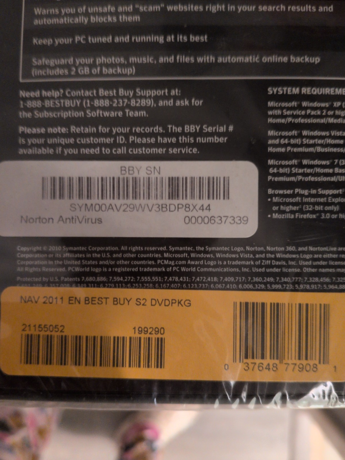 Norton AntiVirus 2011 with AntiSpyware by Symantec for Win 7/Vista/XP NEW SEALED