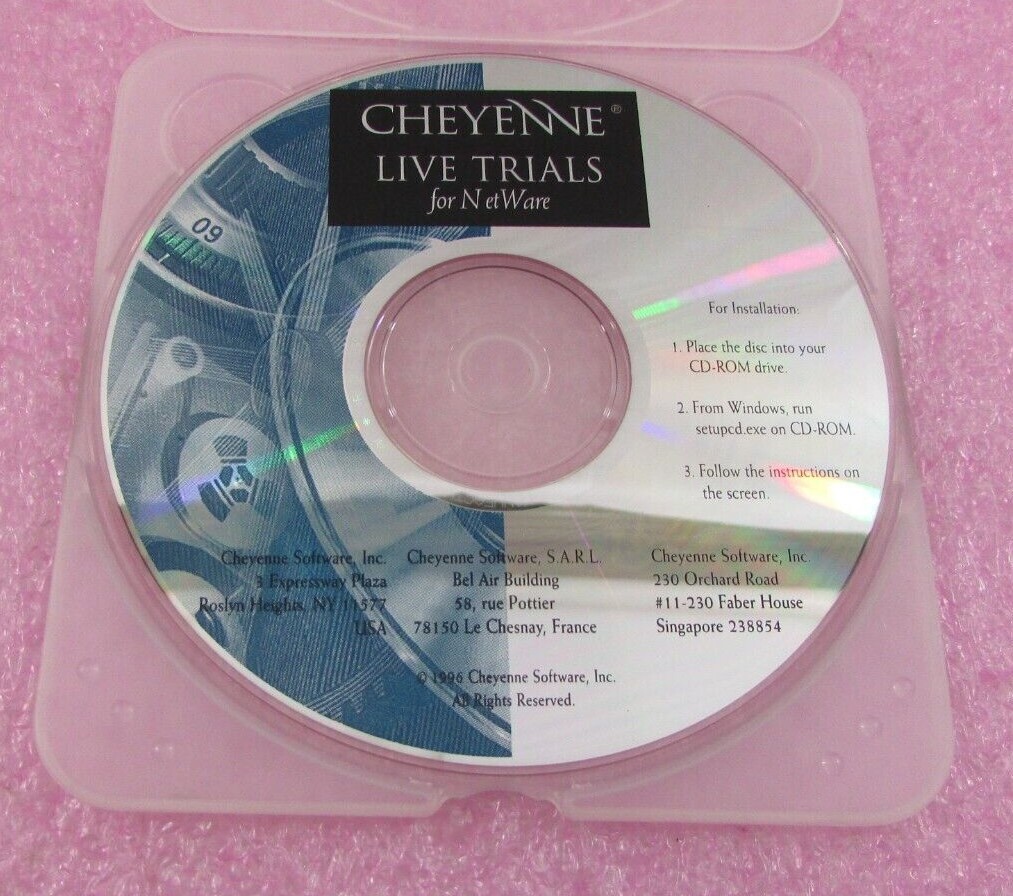Cheyenne Live Trials for Netware – CDROM – Cheyenne Software w/ Access Code