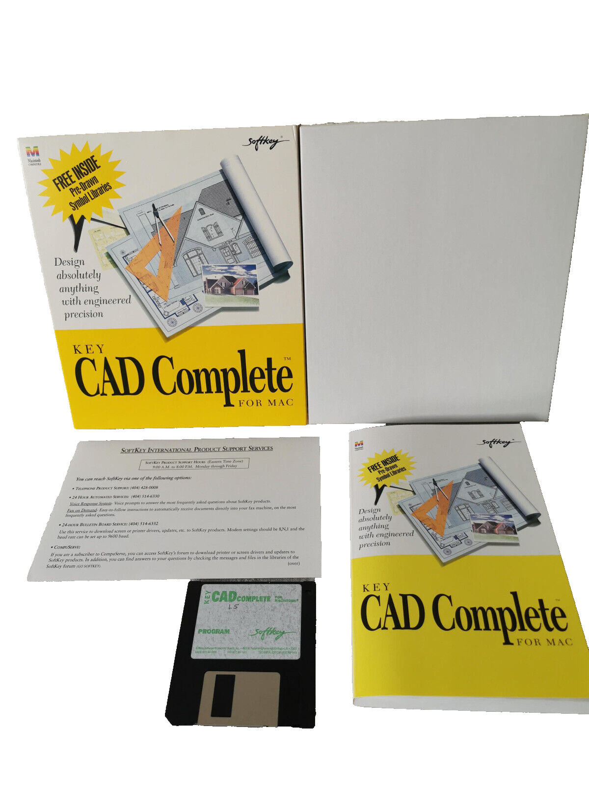 Key CAD Complete Disk Floopy 5.1 Version & Manual for Mac 1994 SoftKey