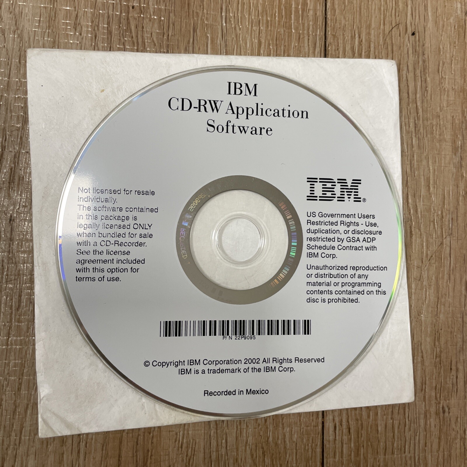 IBM CD-RW Applications Software 2002 Vintage