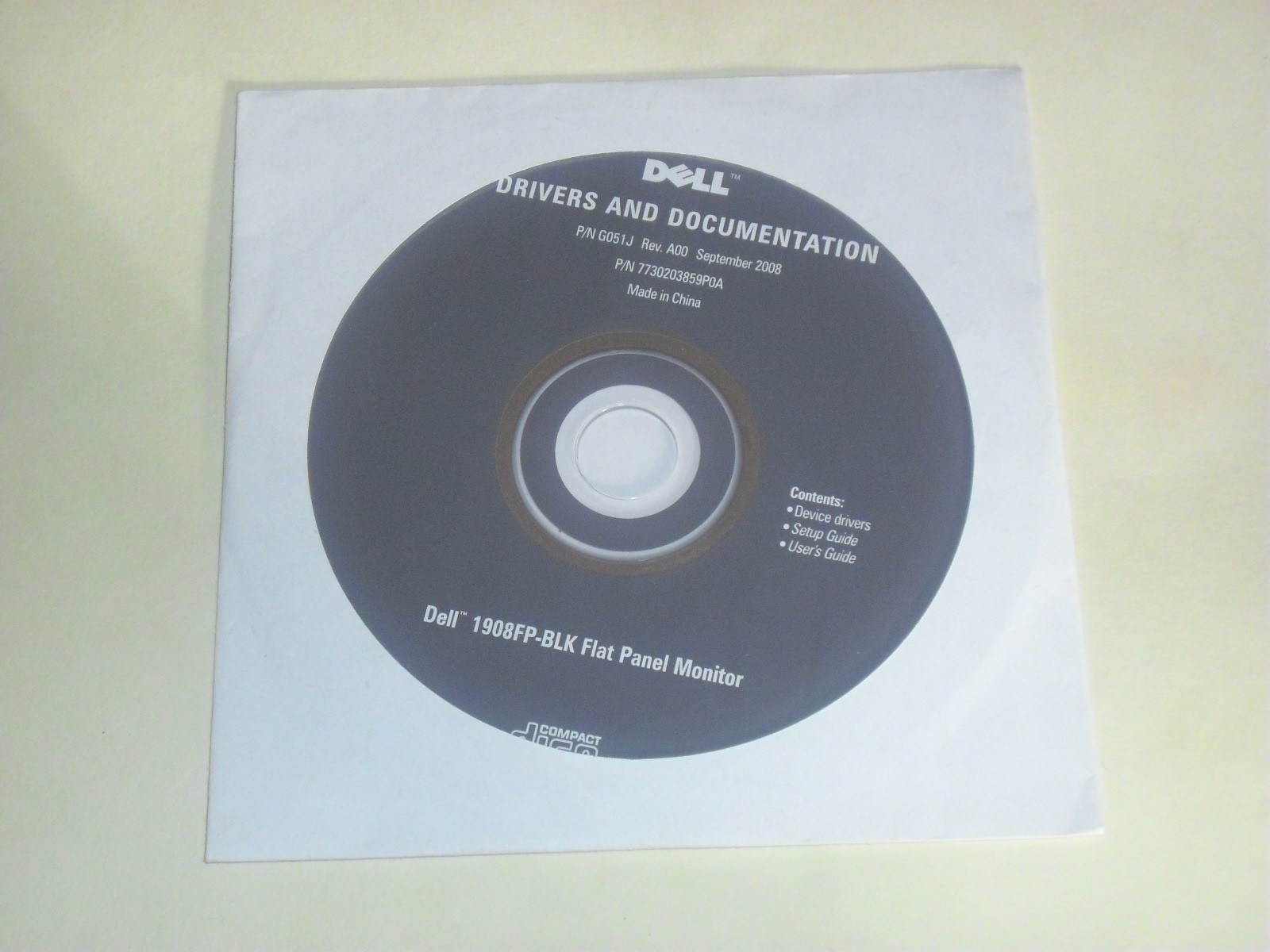 Dell Drivers & Documentation CD for 1908FP-BLK Flat Panel Monitor