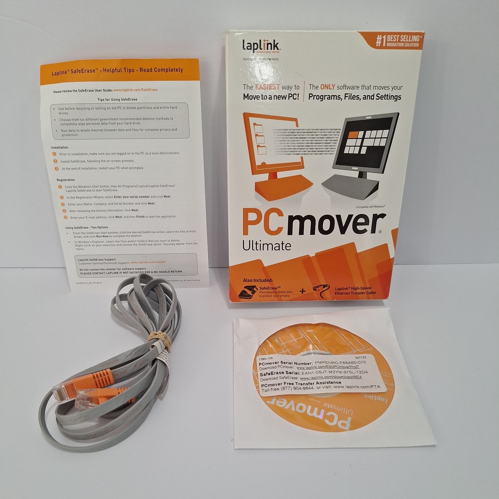 Laplink PCmover Ultimate PC Transfer Software w/ Ethernet Windows 8,7~Vista~XP