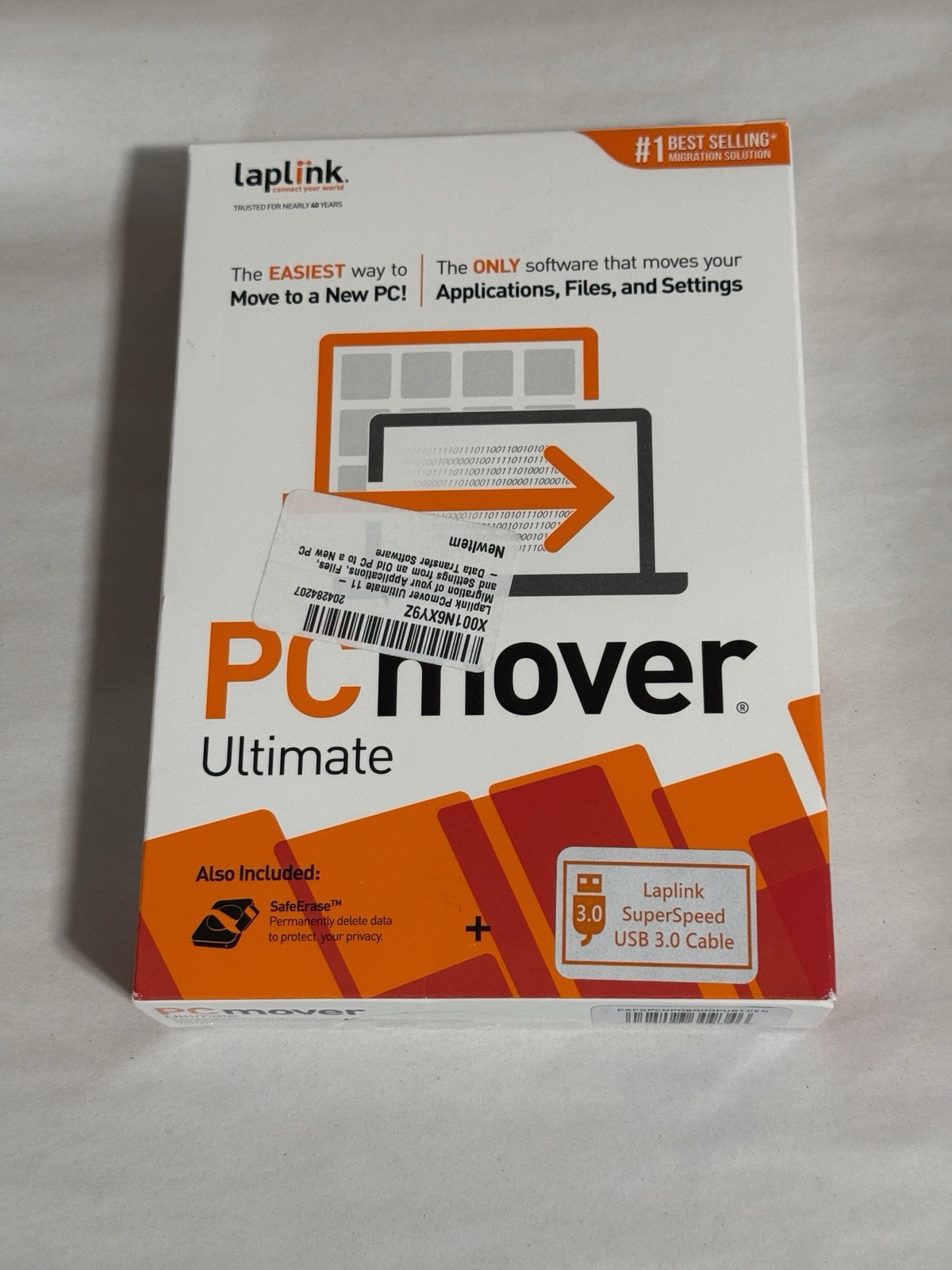Laplink PCmover Ultimate PC Transfer Software w/ Ethernet, New in the Box