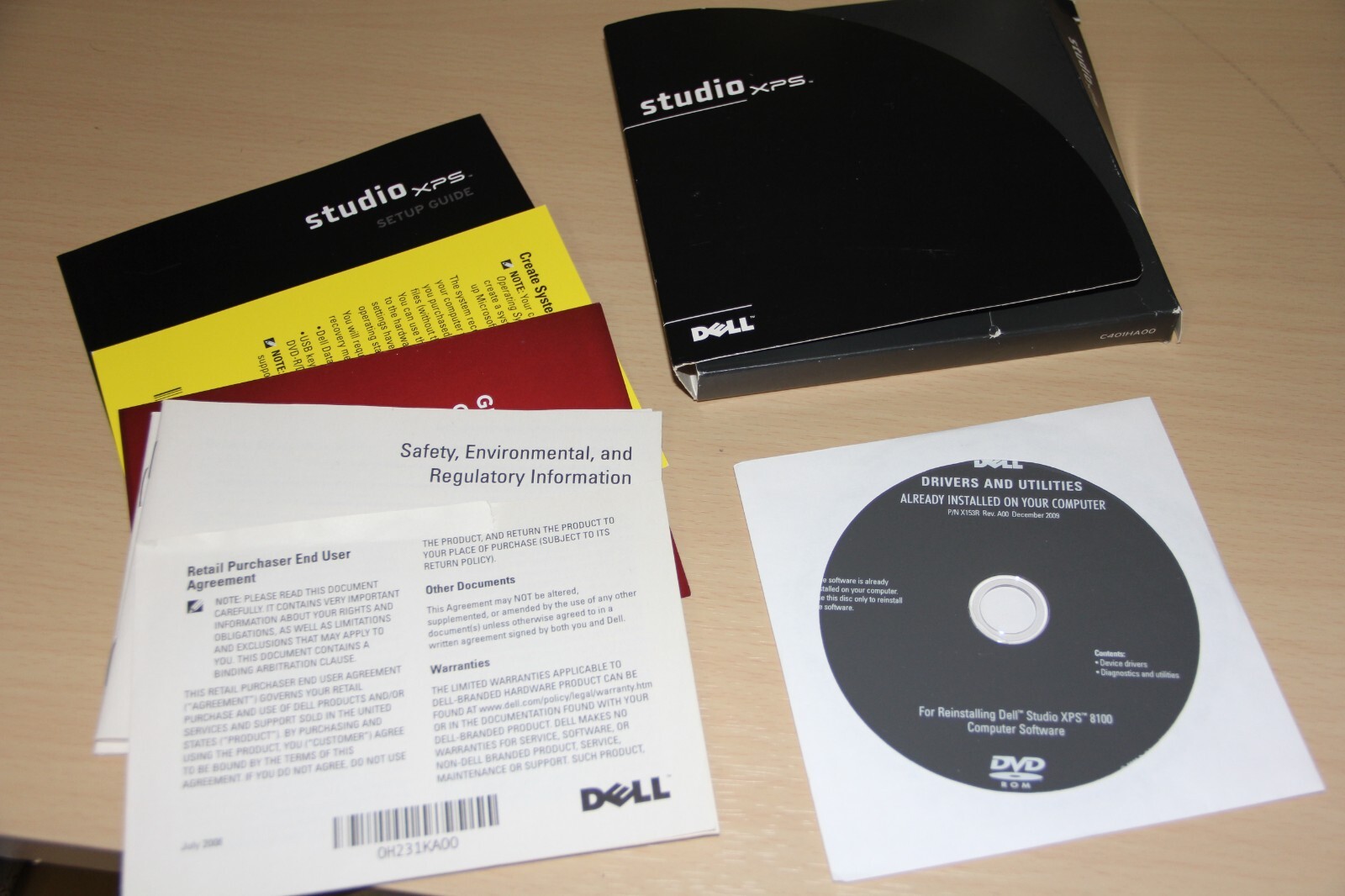 Dell Studio XPS Restore Setup Guide with Drivers and Utilities D03M001 MX36C