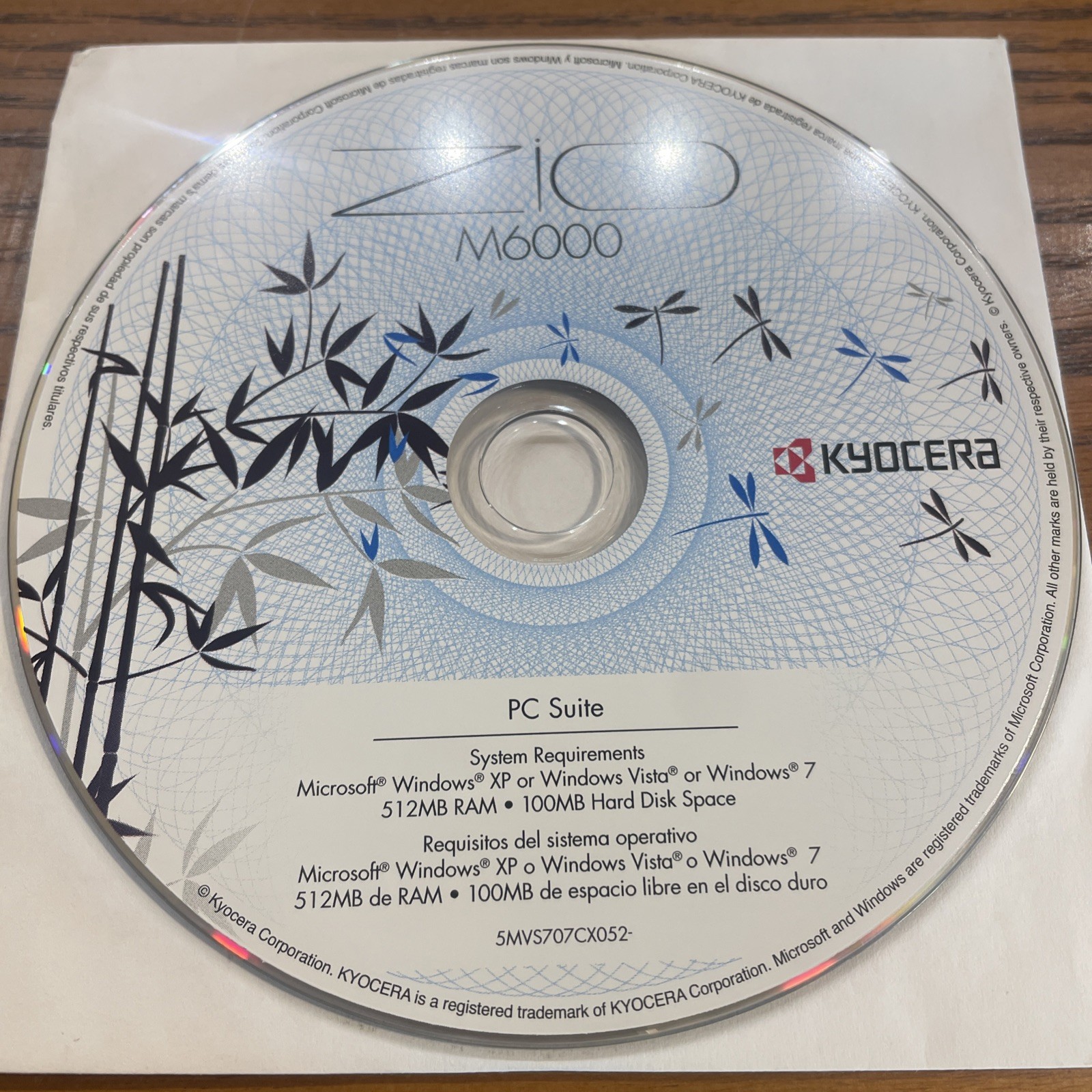 ZIO M6000 Kyocera Installation CD Disc Wacom Bamboo PC Suite Microsoft Windows