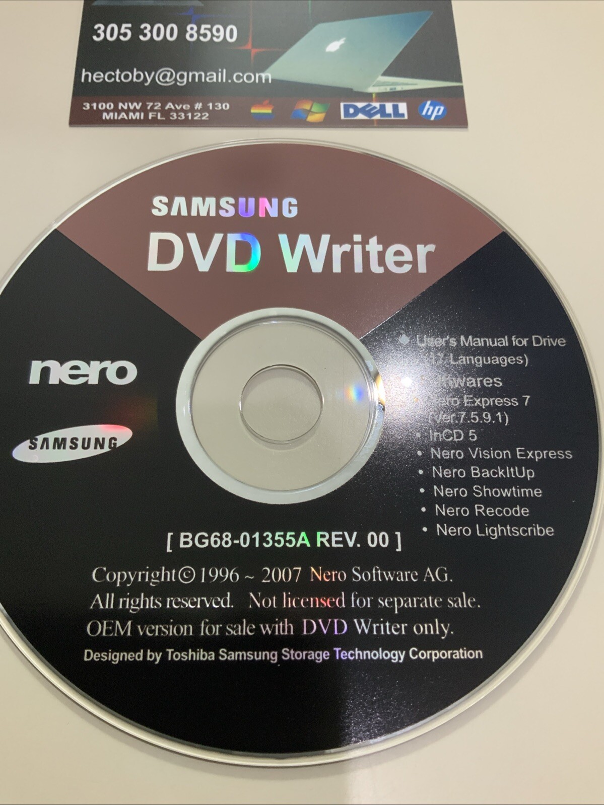 Samsung DVD Writer (PC 1996-2007) Nero – Disc Only Pre-owned