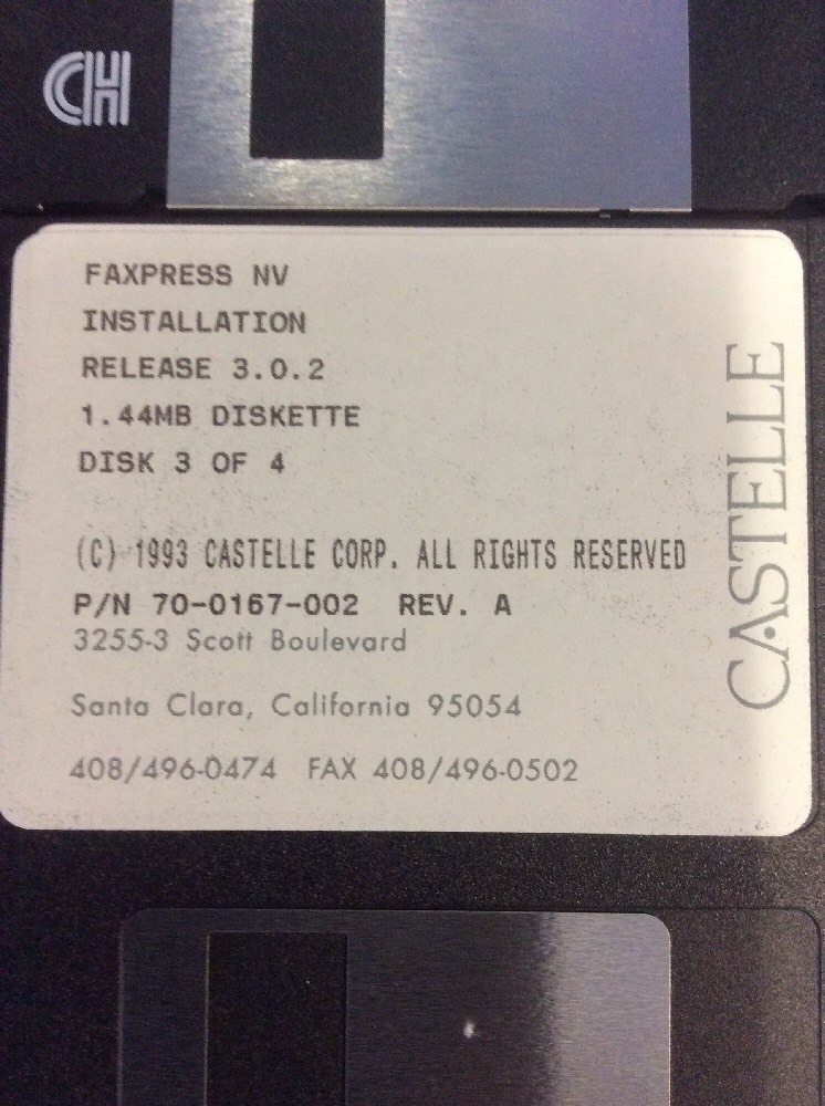 Faxpress NV Installation Release 3.0.2 (1993, 3.5″ Floppy Disk,Castelle Corp)