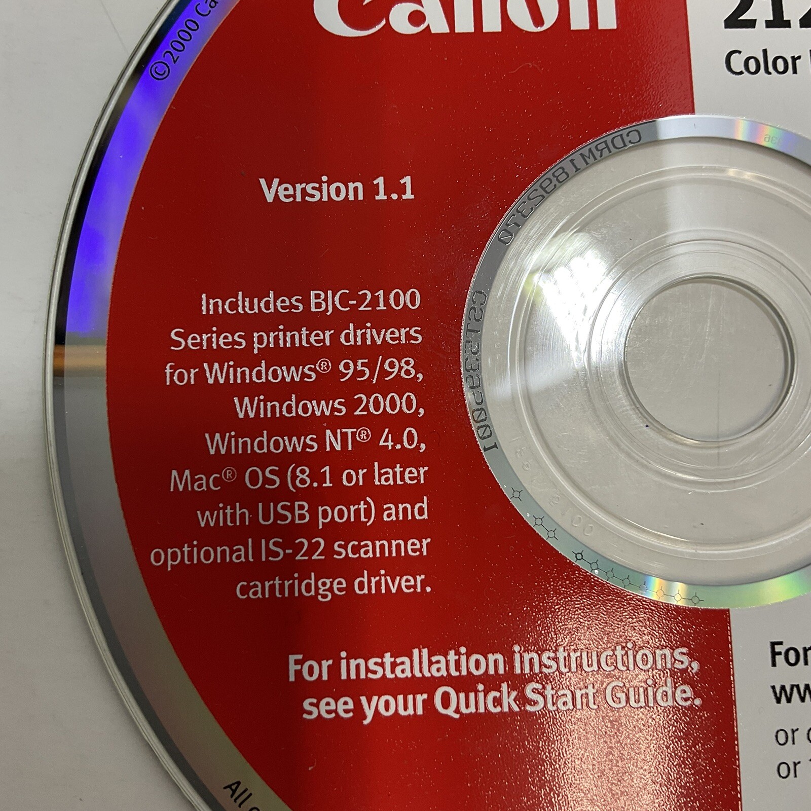 Canon BJC-2110/2120 Color Bubbke Jet Ver 1.1 Instal Driver Disk
