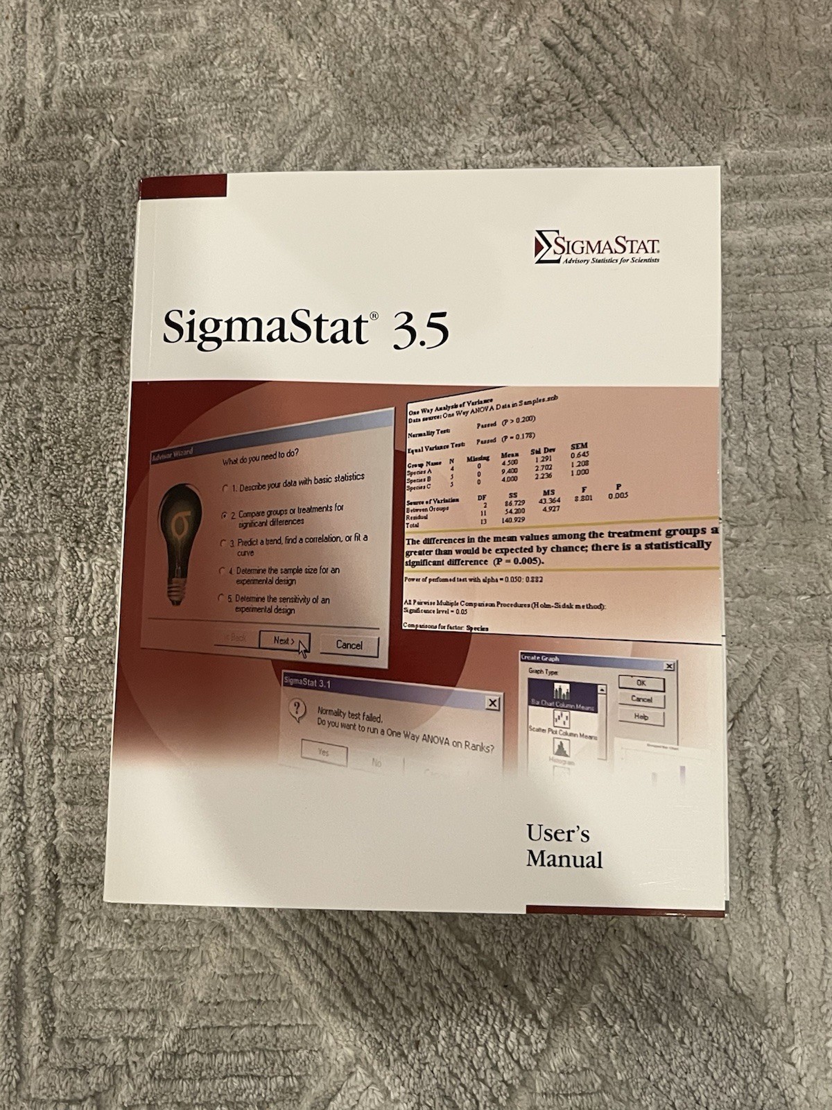 SYSTAT Sigmastat 3.5 Advisory Statistics for Microsoft Windows XP, 2000, NT 4.0