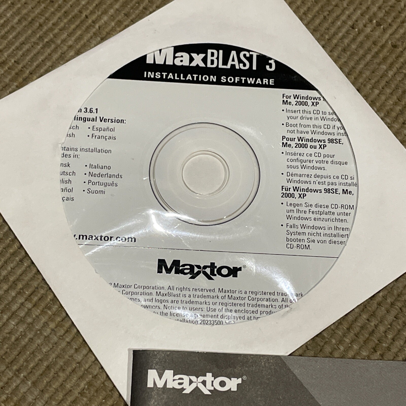 MaxBlast 3 MAXTOR Windows 98/Me/2000/XP Software Max Blast PC Computer Software