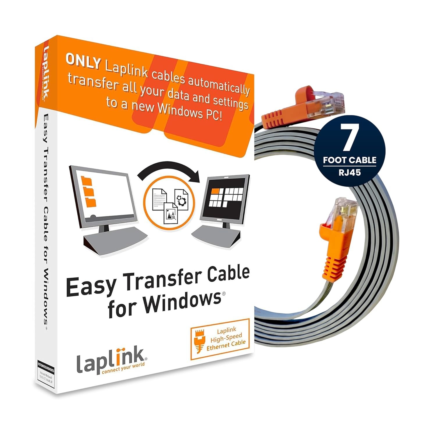 LAPLINK Easy Transfer Cable for Windows 11 – USB 2.0 PC to PC Cable with PCmover