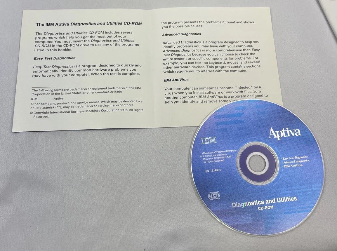 IBM Aptiva Product Recovery And Diagnostics and Utilities CD