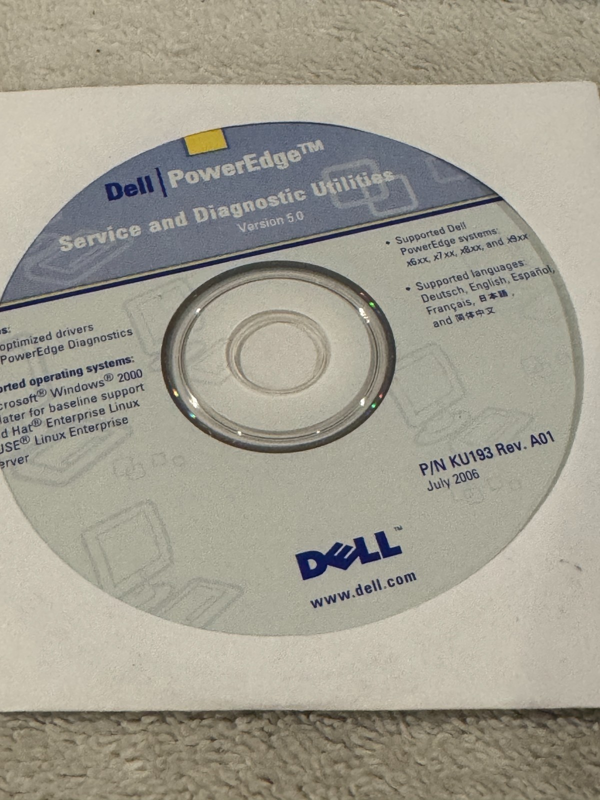 Dell PowerEdge Service & Diagnostic Utilities Version 5.0 – CD ONLY IN VERY GOOD