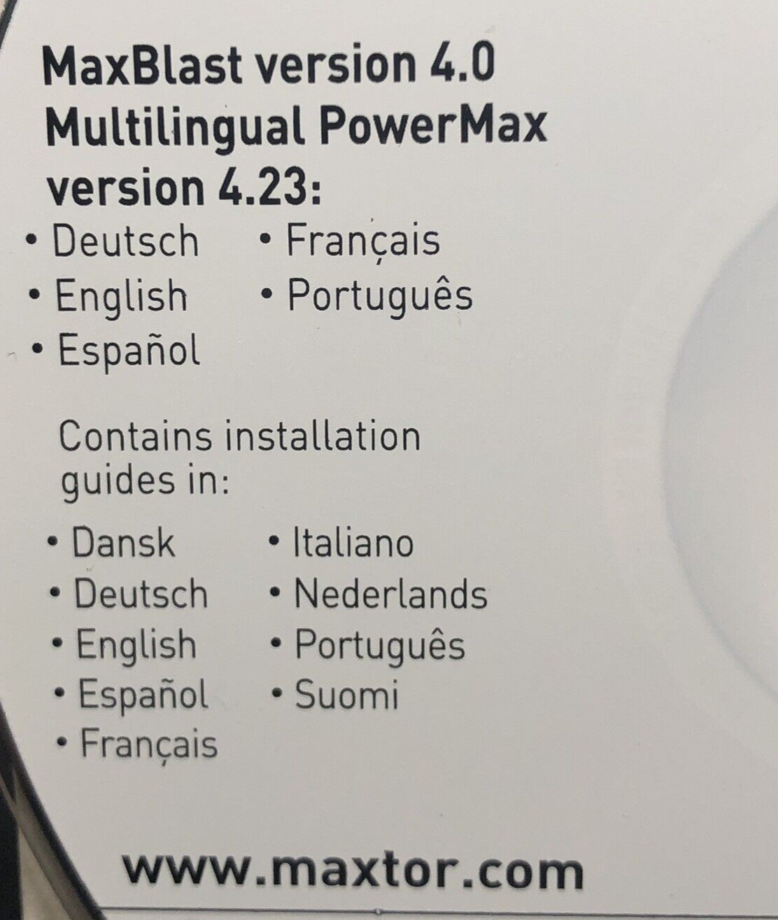 Maxtor 2006 Max Blast 4 Installation Software CD-ROM Multilingual Power Max 4.23