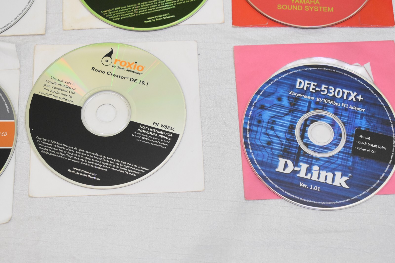Computer Driver Installation Disc LOT of 8 D-Link/Yamaha/Roxio MORE