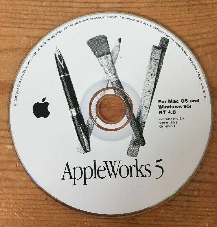 1998 Macintosh Mac AppleWorks 5 Version 5.0.3 For Mac OS Windows 95 Install CD