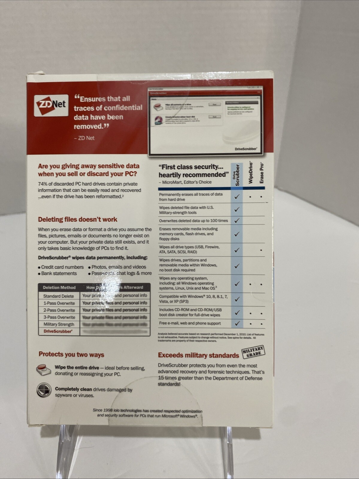 GENUINE Iolo Military Grade Drive Scrubber For Windows Security New Sealed