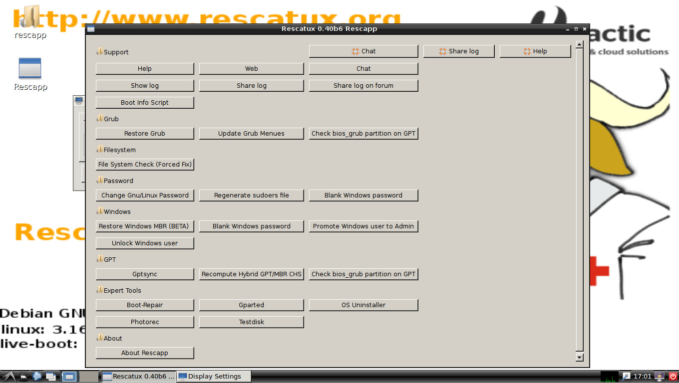 Rescatux PC Computer Diagnostic Maintenance Repair Data Recovery Boot DVD