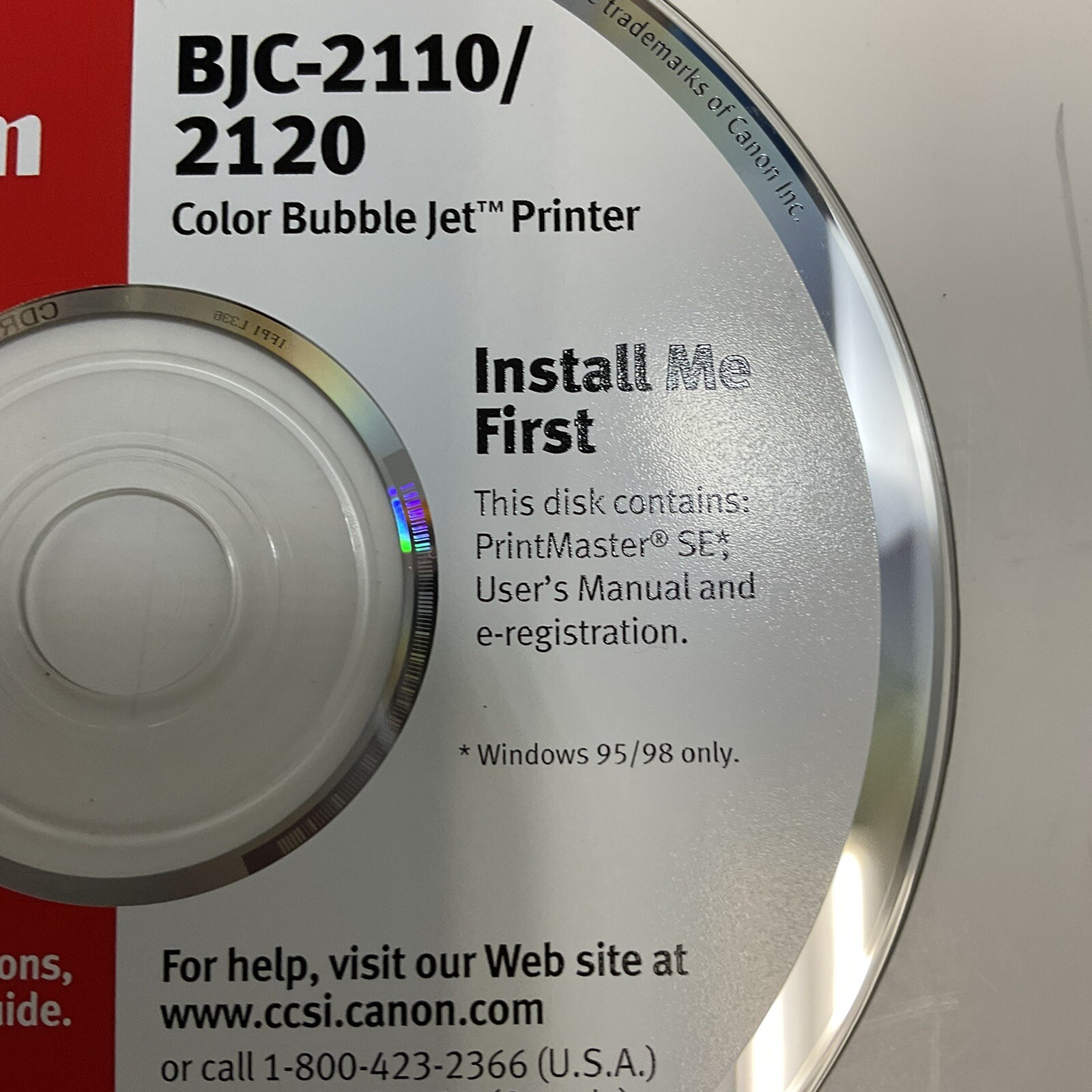 Canon BJC-2110/2120 Color Bubbke Jet Ver 1.1 Instal Driver Disk