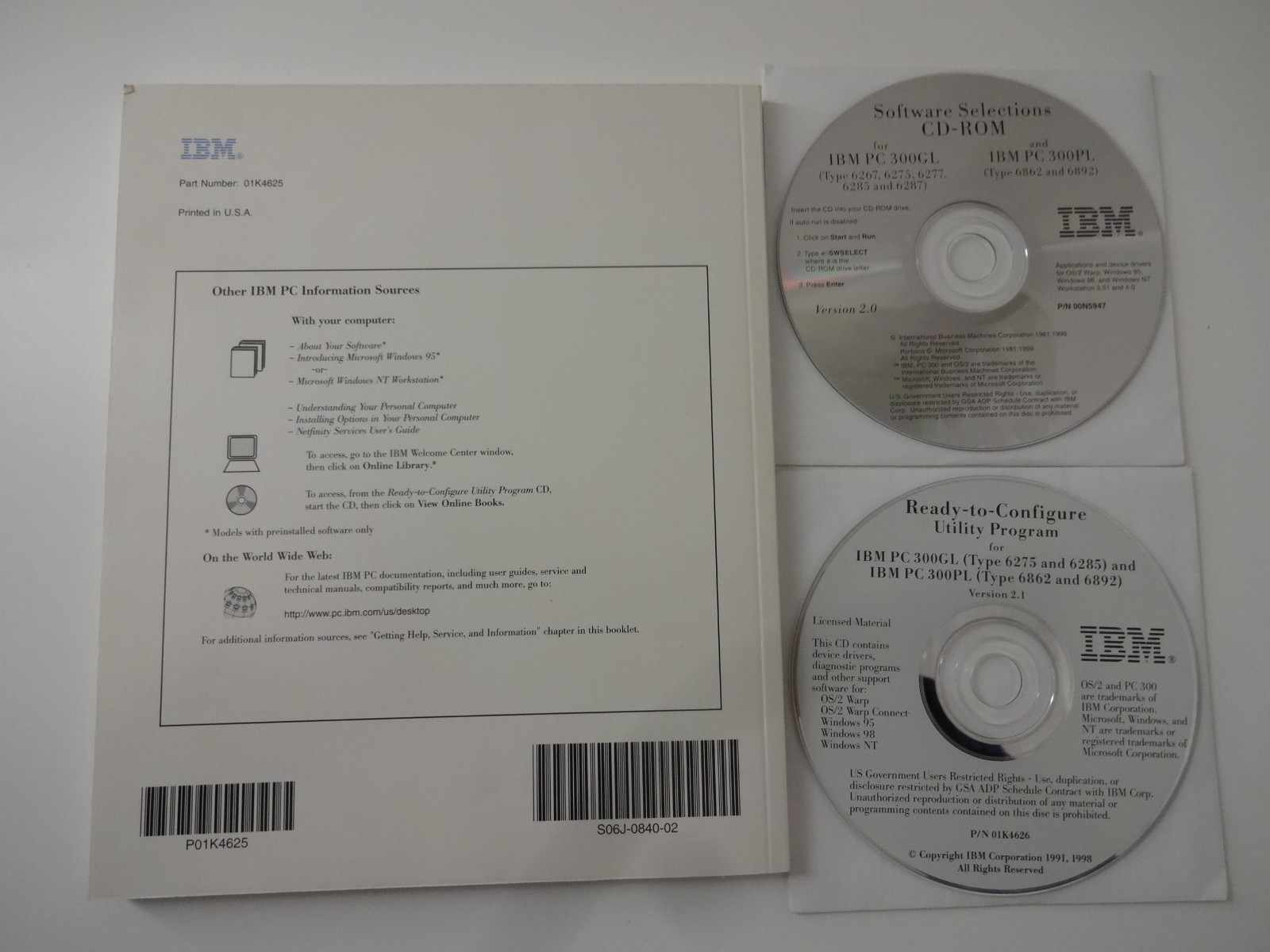 IBM Ready-to-Configure Utility & Software Selection CD PC 300GL 300PL with Book