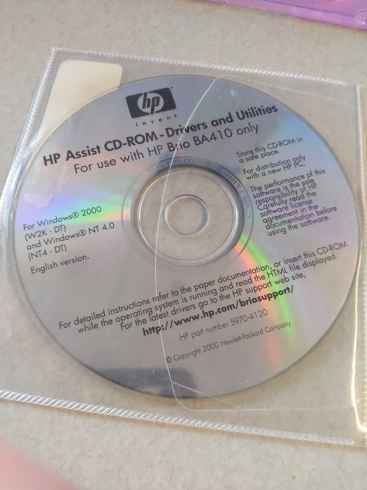 Hp Assist CD-ROM Drivers And Utilities For Use With HP Brio BA410