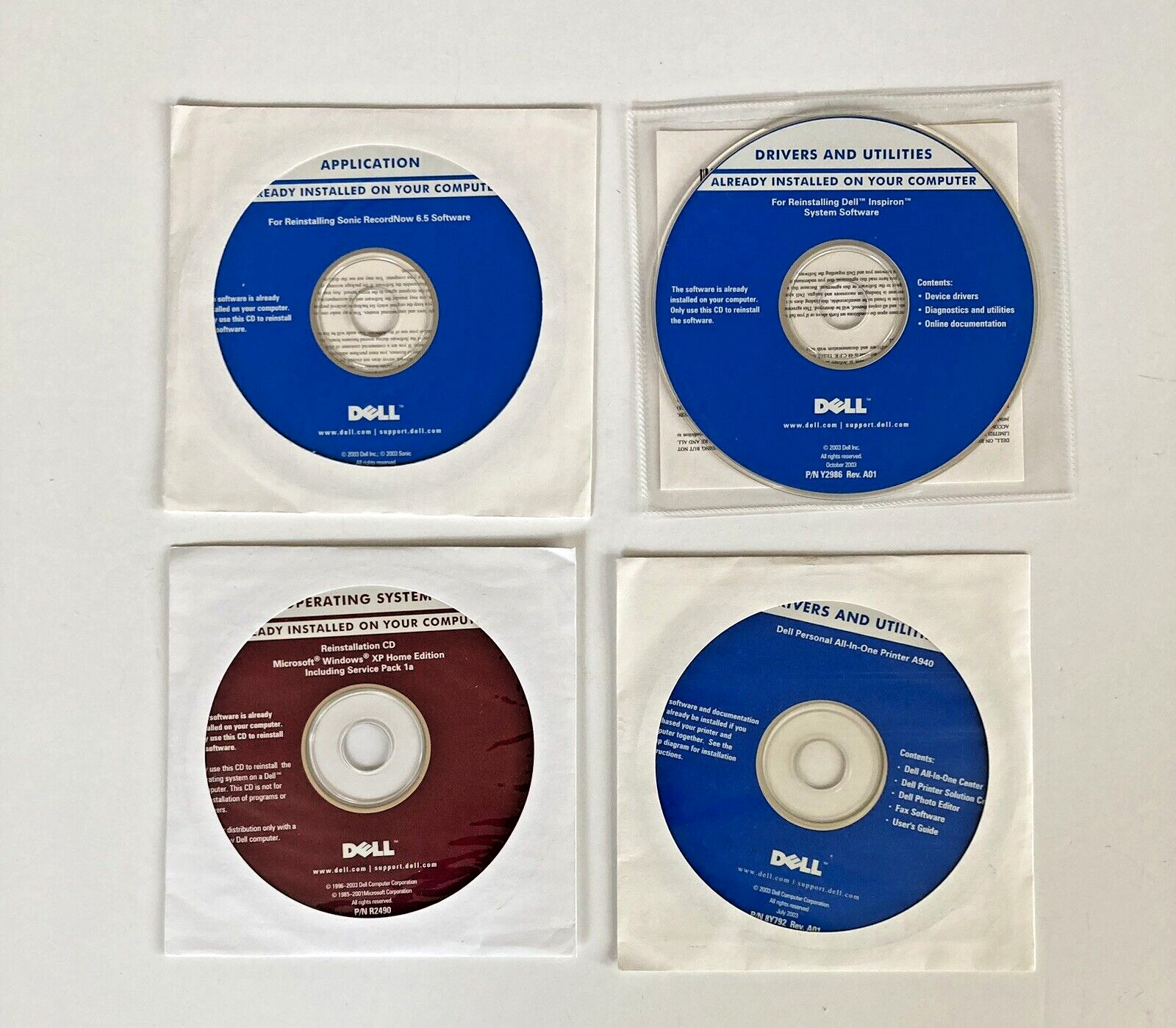 Lot of Dell Microsoft 2003 Installation System Software CDs Inspiron Windows XP