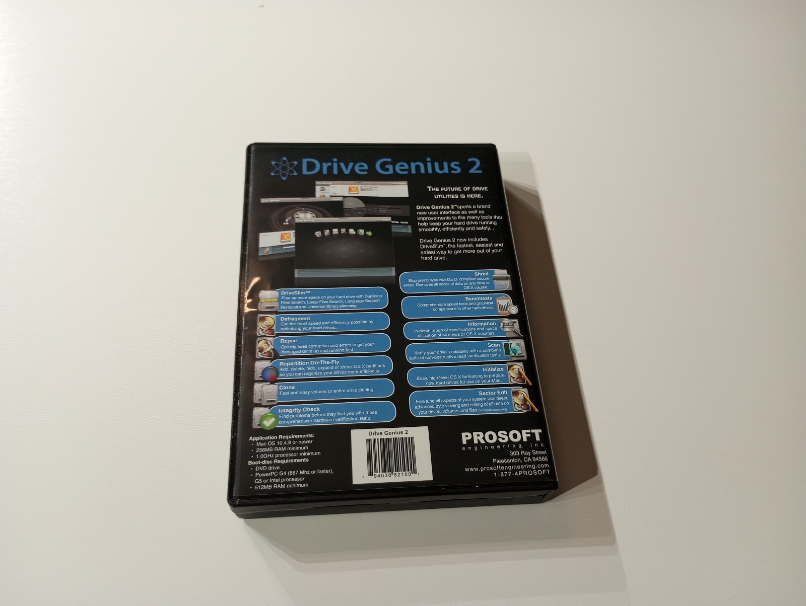 Drive Genius 2 Mac OS X 10.4.9 & 10.5.8 retail Macintosh hard drive tool DVD ROM