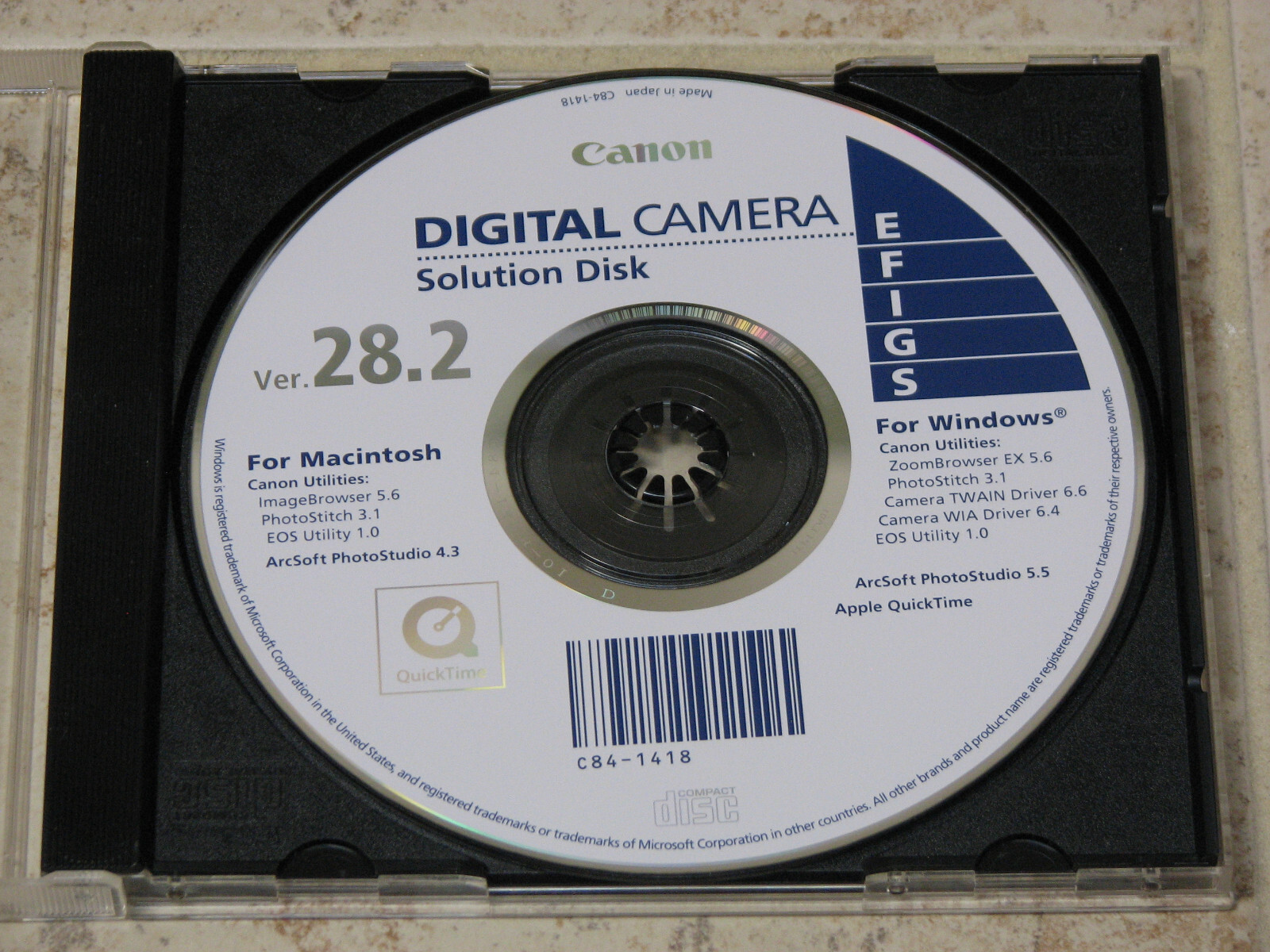 Canon Digital Camera Solution Disk, w/ ImageBrowser, PhotoStitch – Mac & Windows