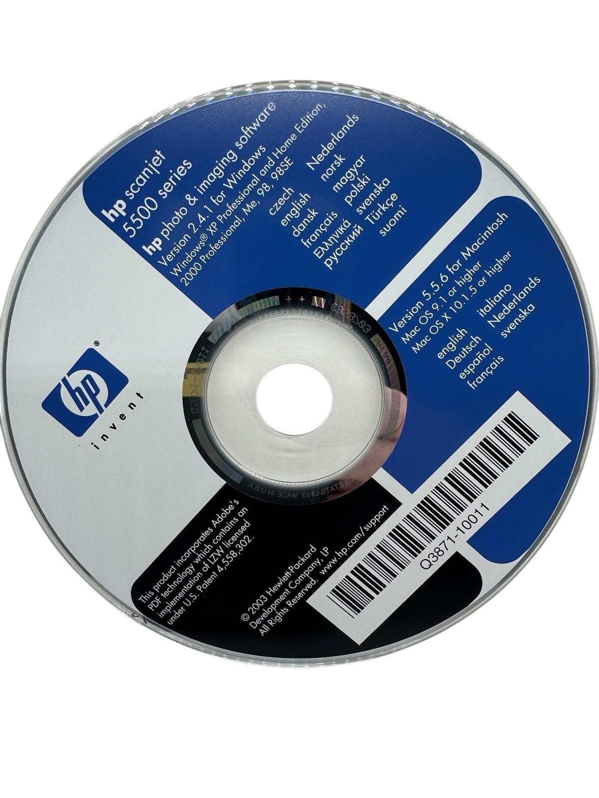 HP Scanjet 5500 Series Drivers Photo Software CD-ROM Disk Windows Apple Mac 2003