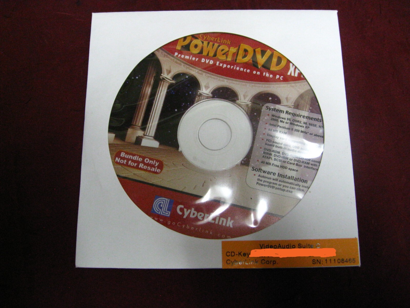 Cyberlink PowerDVD XP 4.0 DVD With Install Key VideoAudio Suite C
