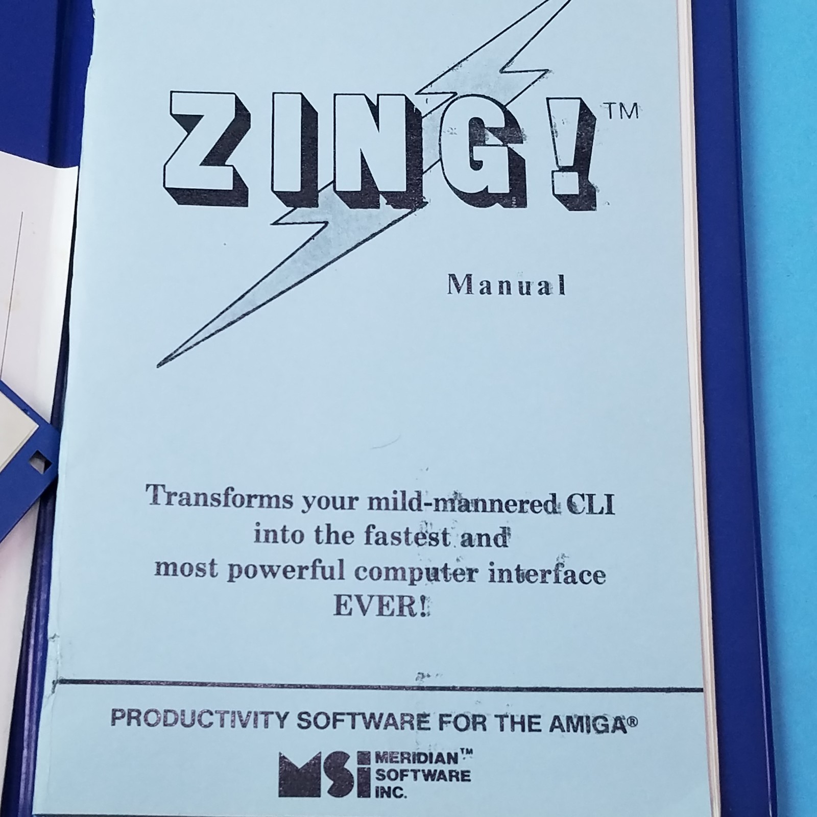 ZING !, Version 1.02 for the AMIGA, Meridian Software 1986,