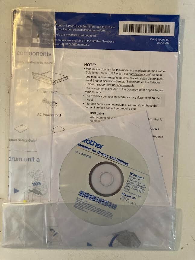 Genuine Brother HL-L3290cdw CD Driver and Utilities + the Manual Book D00V1X001